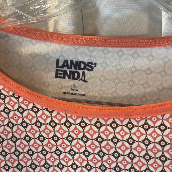 Lands End womans rash guard top size large peach/brown and blue - Picture 4 of 5